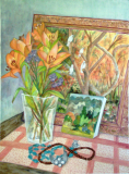 'Still Life Reflections with Lilies'
